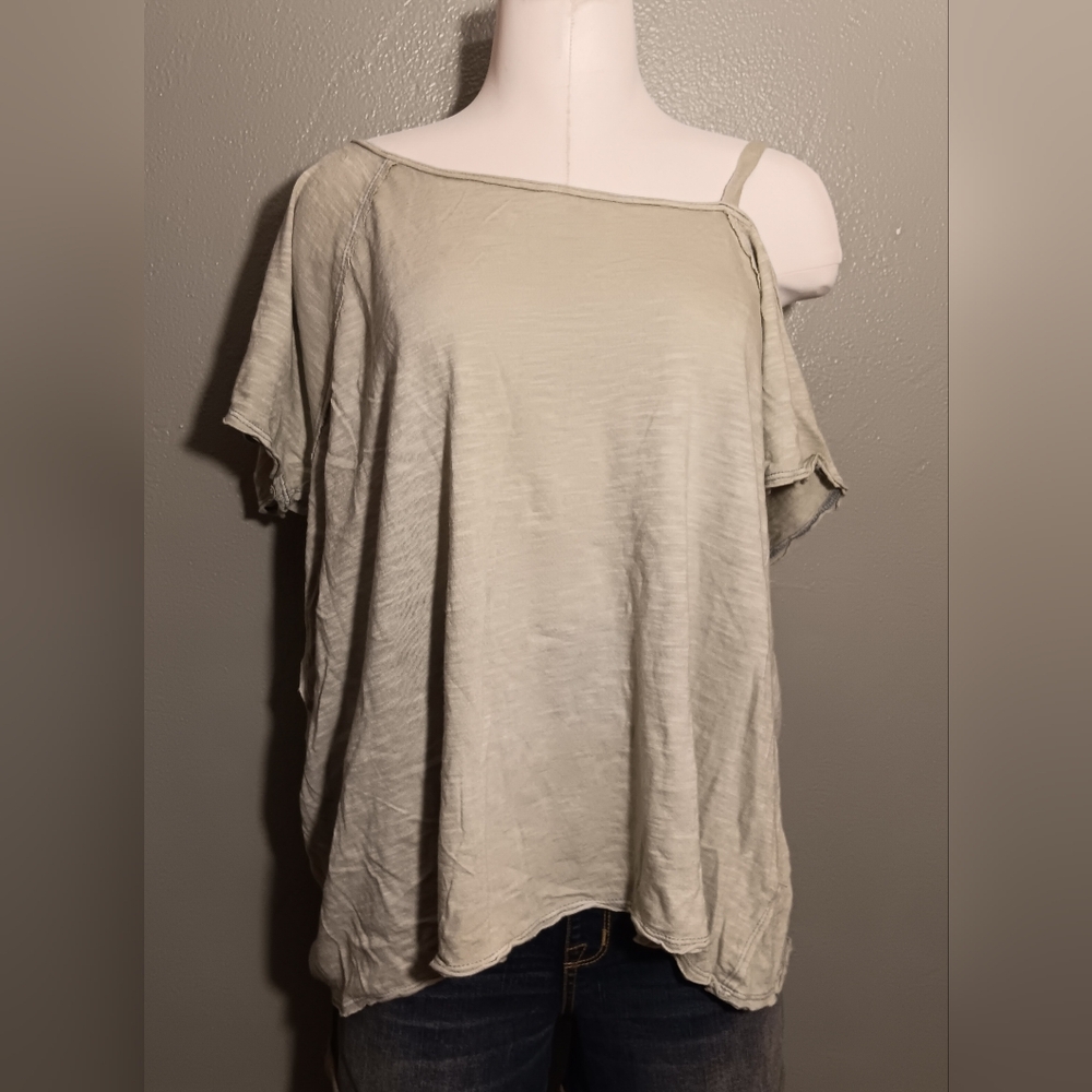 Free People Asymmetrical Short Sleeve Blouse